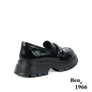 Ben&1966高級牛油皮學院風樂福鞋-黑(238211)