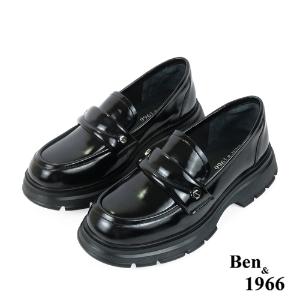 Ben&1966高級牛油皮學院風樂福鞋-黑(238211)