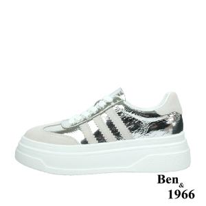 Ben&1966高級頭層牛皮閃亮時尚厚底休閒鞋-銀(238232)