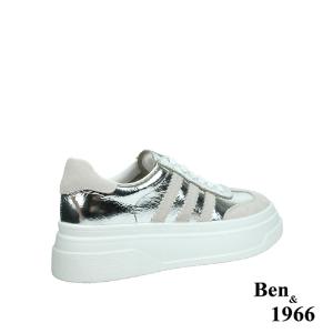 Ben&1966高級頭層牛皮閃亮時尚厚底休閒鞋-銀(238232)
