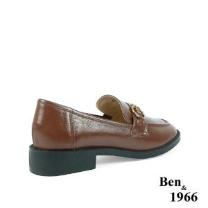 Ben&1966高級牛油皮馬銜扣中性復古樂福鞋-咖啡(238253)