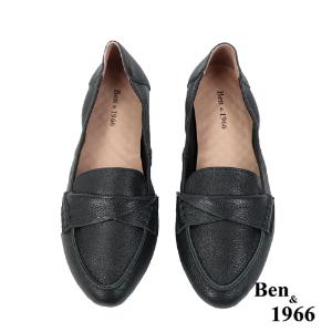 Ben&1966高級植鞣羊皮簡約舒適摺疊鞋-黑(2380011)