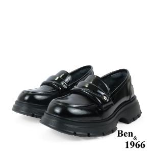 Ben&1966高級牛油皮學院風樂福鞋-黑(238211)