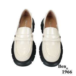 Ben&1966高級牛油皮學院風樂福鞋-米白(238212)
