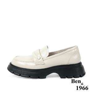 Ben&1966高級牛油皮學院風樂福鞋-米白(238212)