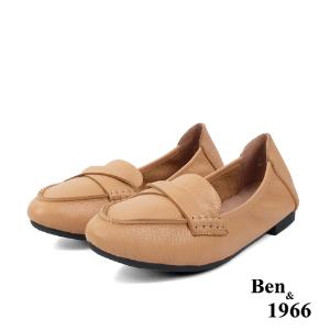 Ben&1966高級植鞣羊皮簡約舒適摺疊鞋-駝(2380012)