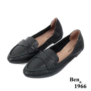 Ben&1966高級植鞣羊皮簡約舒適摺疊鞋-黑(2380011)