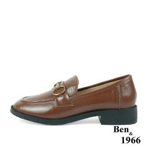 Ben&1966高級牛油皮馬銜扣中性復古樂福鞋-咖啡(238253)