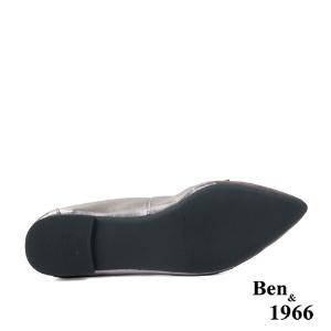 Ben&1966高級羊皮拼接金屬感優雅摺疊鞋-銀(2380021)