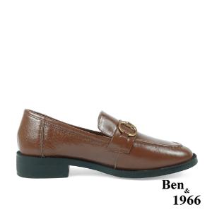 Ben&1966高級牛油皮馬銜扣中性復古樂福鞋-咖啡(238253)