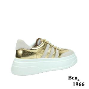 Ben&1966高級頭層牛皮閃亮時尚厚底休閒鞋-金(238231)