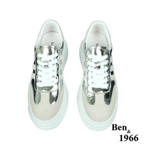 Ben&1966高級頭層牛皮閃亮時尚厚底休閒鞋-銀(238232)