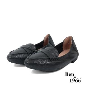 Ben&1966高級植鞣羊皮簡約舒適摺疊鞋-黑(2380011)