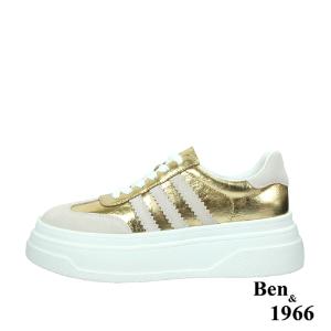 Ben&1966高級頭層牛皮閃亮時尚厚底休閒鞋-金(238231)