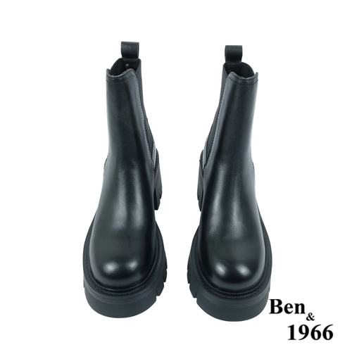 Ben&1966高級頭層牛皮質感簡約厚底短靴-黑(237281)