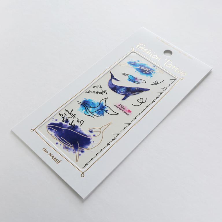 Erelah Color Tattoo 彩色紋身貼紙 深藍鯨 007