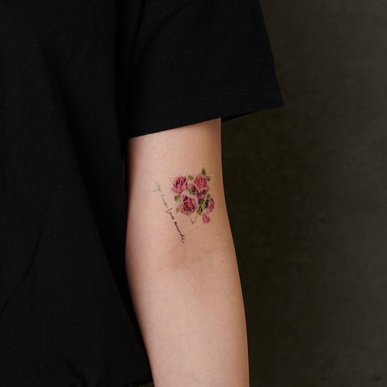 Erelah Color Tattoo 彩色紋身貼紙 玫瑰風情 001