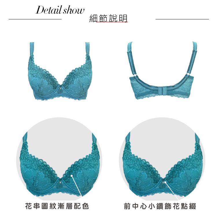 【思薇爾】撩波琉晶羽系列D-F罩蕾絲包覆女內衣(湛海綠)