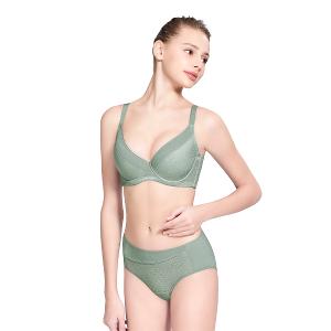 【思薇爾】幾何律動系列C-F罩軟鋼圈涼感運動女內衣(蒼葭綠)