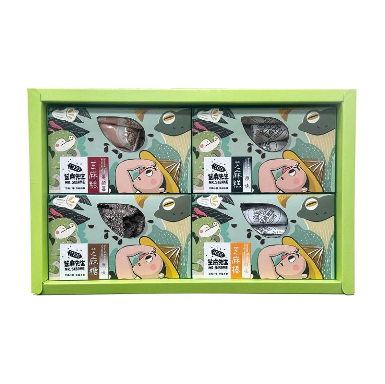 綠野鮮蹤禮盒B款 (芝麻糕原味+芝麻糕蔓越莓+芝麻糖原味+芝麻棒原味)