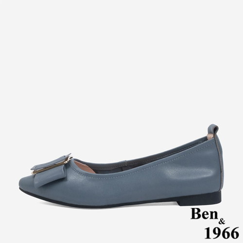 Ben&1966顯瘦-3kg內增高超軟Q羊皮質感尖頭平底鞋-灰藍(246122)