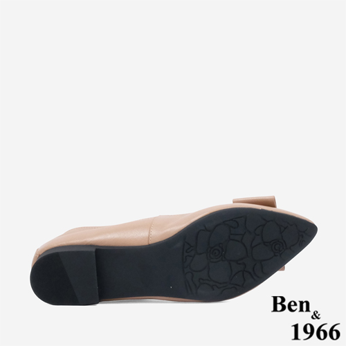 Ben&1966顯瘦-3kg內增高超軟Q羊皮質感尖頭平底鞋-杏(246123)