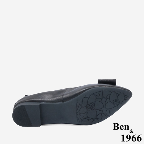 Ben&1966顯瘦-3kg內增高超軟Q羊皮質感尖頭平底鞋-黑(246121)