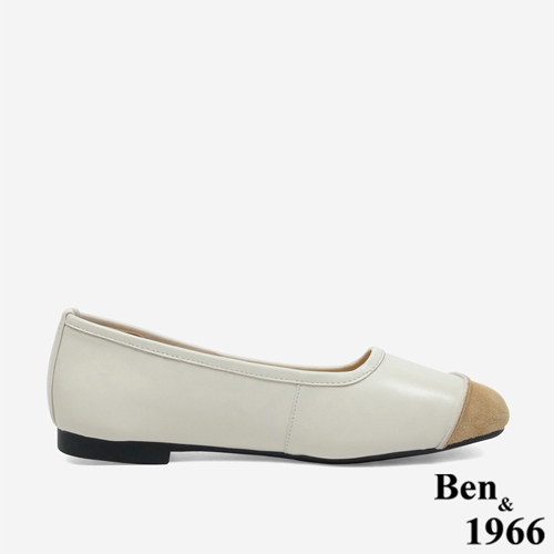 Ben&1966文青質感牛皮拼接包鞋-杏(246042)