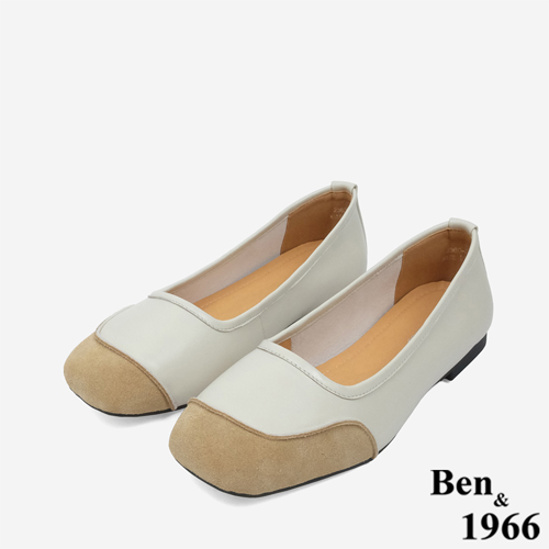 Ben&1966文青質感牛皮拼接包鞋-杏(246042)