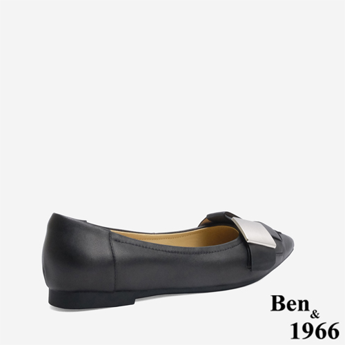 Ben&1966高級編織羊皮大方設計感尖頭包鞋-黑(246141)