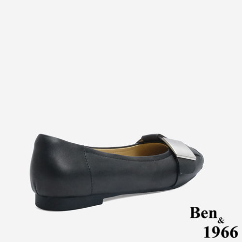 Ben&1966高級編織羊皮大方設計感方頭包鞋-黑(246131)