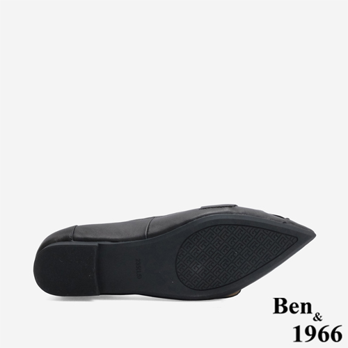 Ben&1966高級編織羊皮大方設計感尖頭包鞋-黑(246141)