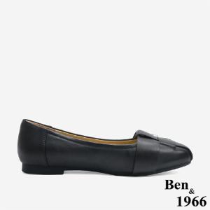 Ben&1966高級編織羊皮大方設計感方頭包鞋-黑(246131)