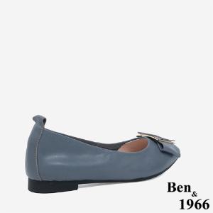 Ben&1966顯瘦-3kg內增高超軟Q羊皮質感尖頭平底鞋-灰藍(246122)