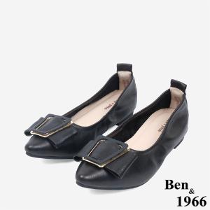 Ben&1966顯瘦-3kg內增高超軟Q羊皮質感尖頭平底鞋-黑(246121)