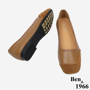 Ben&1966文青質感牛皮拼接包鞋-太妃糖棕(246041)