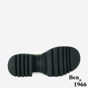 Ben&1966高級頭層牛油皮個性金屬釦厚底樂福鞋-米白(246162)