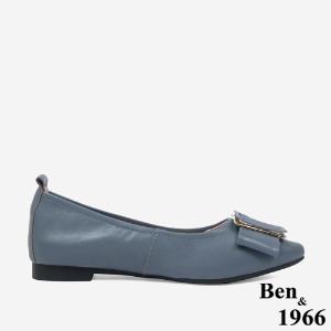 Ben&1966顯瘦-3kg內增高超軟Q羊皮質感尖頭平底鞋-灰藍(246122)