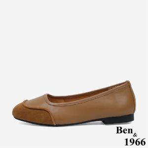 Ben&1966文青質感牛皮拼接包鞋-太妃糖棕(246041)