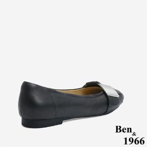 Ben&1966高級編織羊皮大方設計感方頭包鞋-黑(246131)