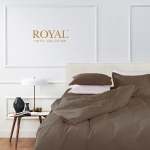 【Royal Hotel】精梳棉素色刺繡四件組(加大)-深培可可