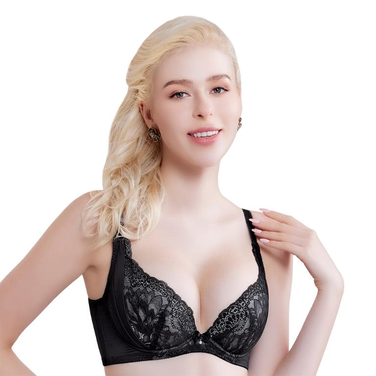 【思薇爾】美波曲線系列E-G罩調整型蕾絲涼感包覆塑身女內衣(黑色)