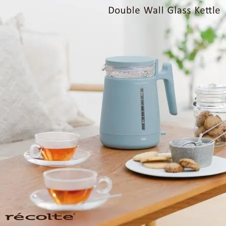 recolte 日本麗克特 Double Wall Glass 玻璃電水壺 夕霧藍