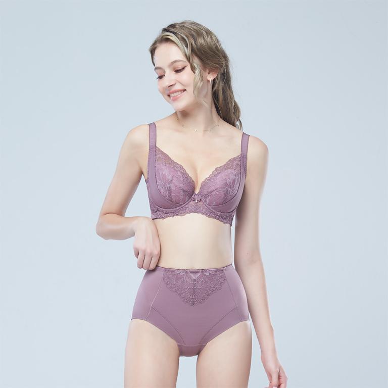 【思薇爾】美波曲線系列E-H罩調整型蕾絲涼感包覆大罩塑身女內衣(風信紫)