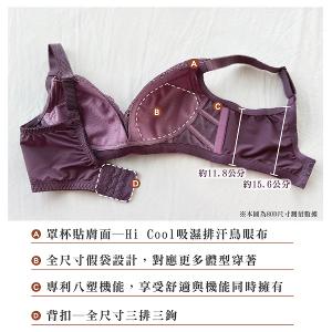 【思薇爾】美波曲線系列B-F罩無鋼圈調整型蕾絲涼感集中包覆塑身女內衣(風信紫)