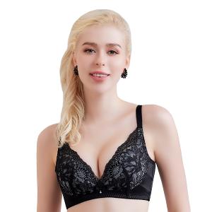 【思薇爾】美波曲線系列B-F罩無鋼圈調整型蕾絲涼感集中包覆塑身女內衣(黑色)