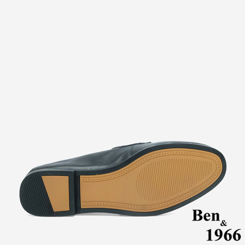Ben&1966 高級頭層牛皮方釦舒適樂福鞋-黑(246081)