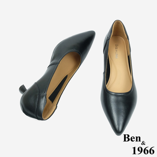 Ben&1966 質感牛皮氣質尖頭跟鞋-黑(246101)