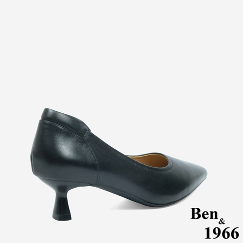 Ben&1966 質感牛皮氣質尖頭跟鞋-黑(246101)