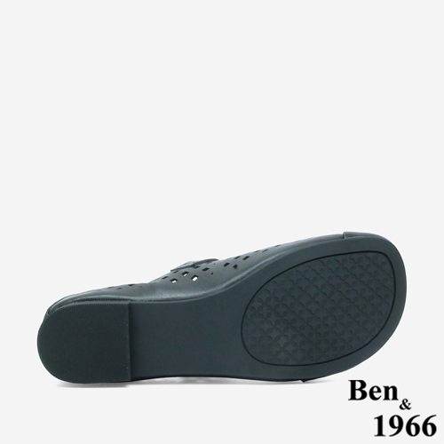 Ben&1966 高級頭層牛皮沖孔舒適樂福鞋-黑(246071)